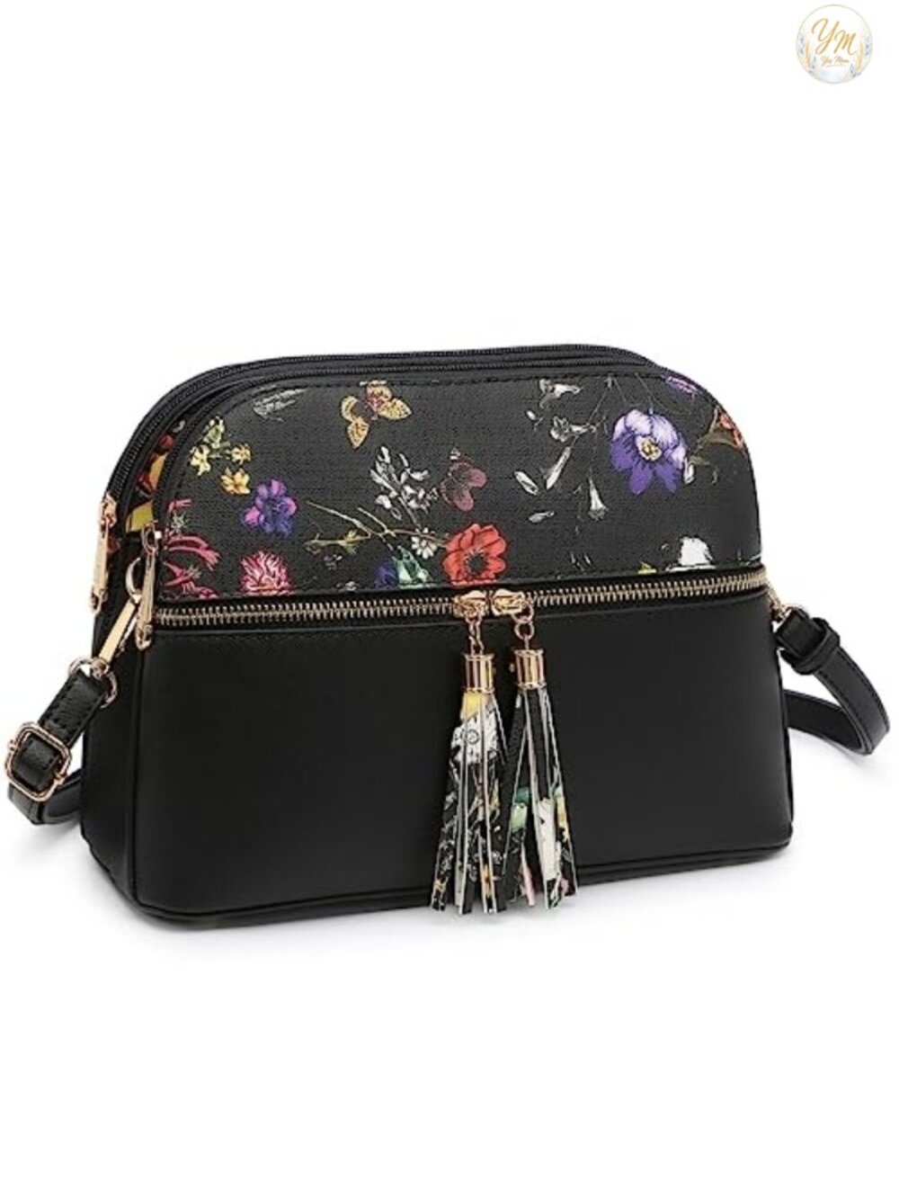 Vegan Leather Crossbody Bag with Tassel Zipper Pocket Multi Pockets Travel